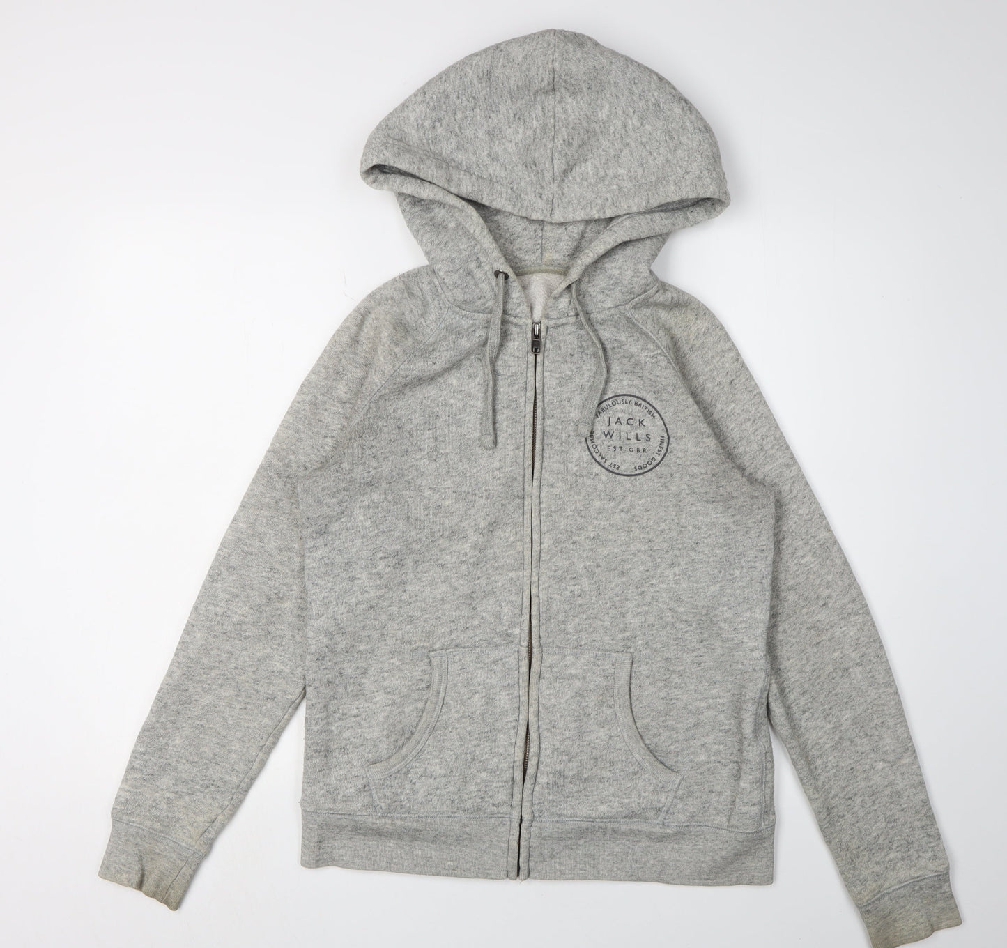 Jack Wills Women's Grey Full Zip Hoodie Size 12