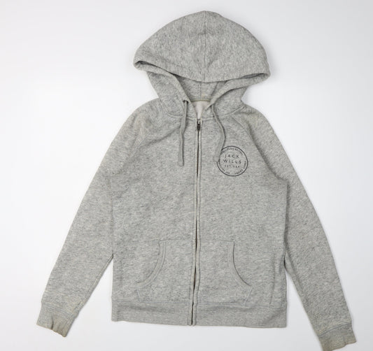 Womens UK 12 Regular Jack Wills Grey Full Zip Hoodie