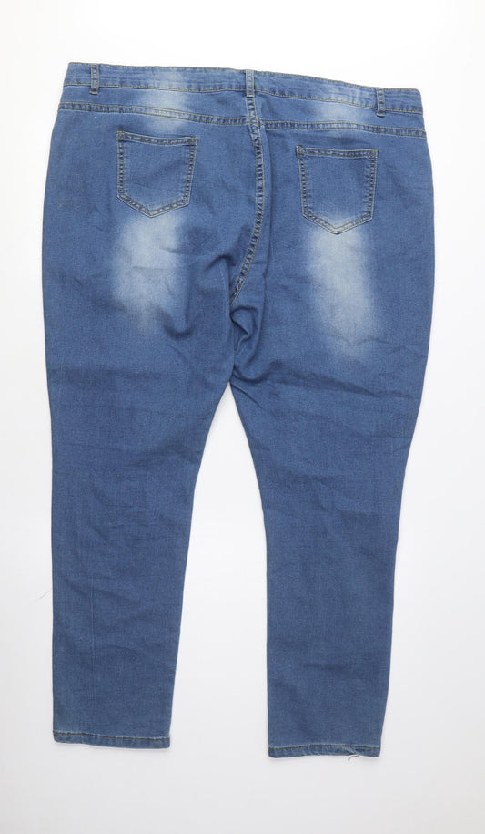 Rosegal Women's Blue Embroidered Skinny Jeans, 2XL