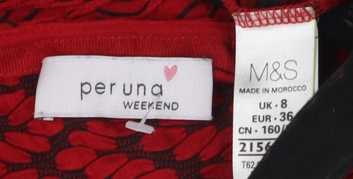 Marks and Spencer Red Long Sleeve Jersey T-Shirt UK 8
