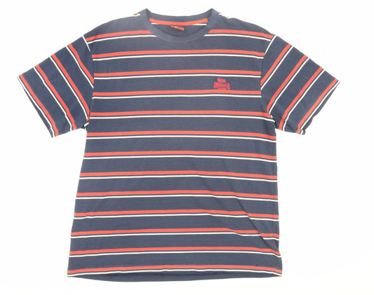 Lonsdale Men's Navy Striped XL T-Shirt, Cotton Crew Neck