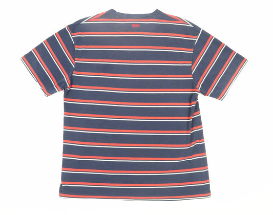 Lonsdale Men's Navy Striped XL T-Shirt, Cotton Crew Neck