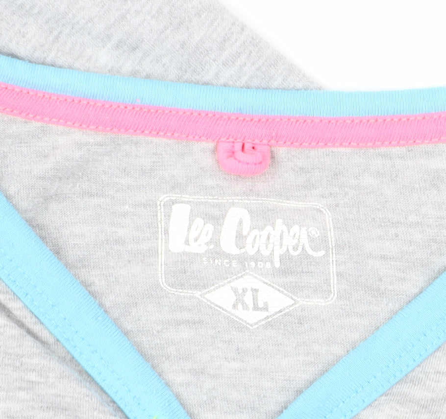 Lee Cooper Grey Henley T-Shirt XL Women's Casual