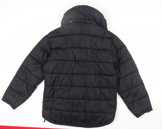 TOG24 Men's Black Puffer Jacket S Hooded Casual Winter