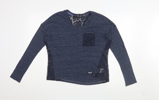 Superdry Women’s Blue Lace Jersey Long Sleeve Top, M