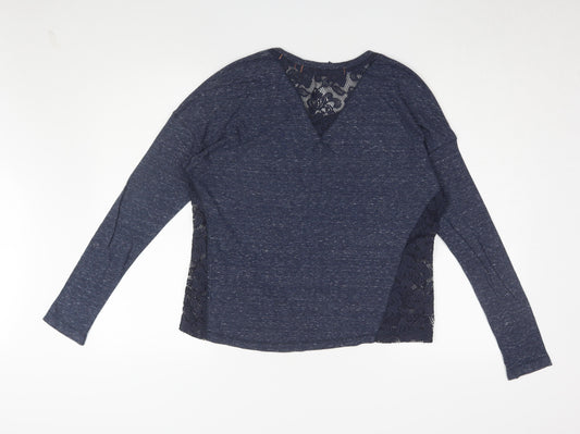 Superdry Women’s Blue Lace Jersey Long Sleeve Top, M