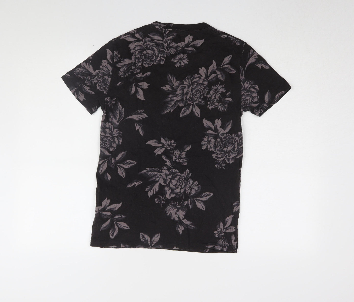 Hollister Men's Black Floral T-Shirt XS Cotton