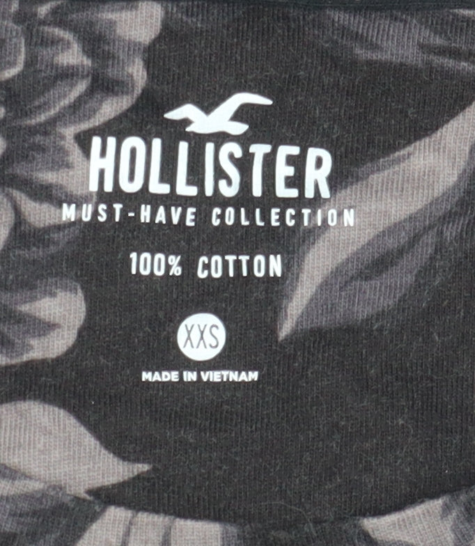 Hollister Men's Black Floral T-Shirt XS Cotton