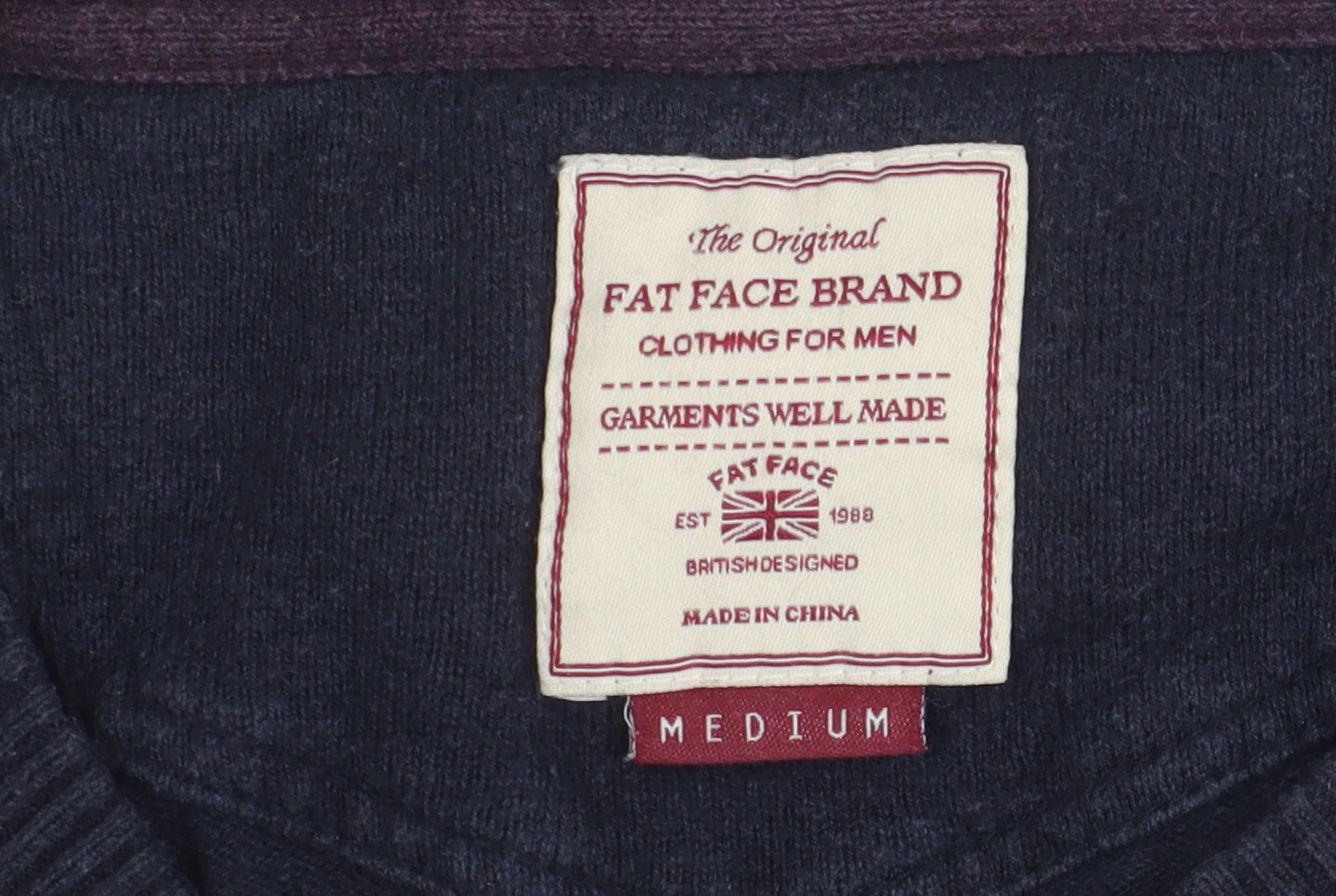 Fat Face Men's Blue M Cotton Cashmere Pullover Jumper