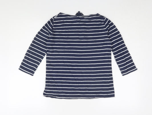 Crew Clothing Women's Blue Striped T-Shirt Size 10