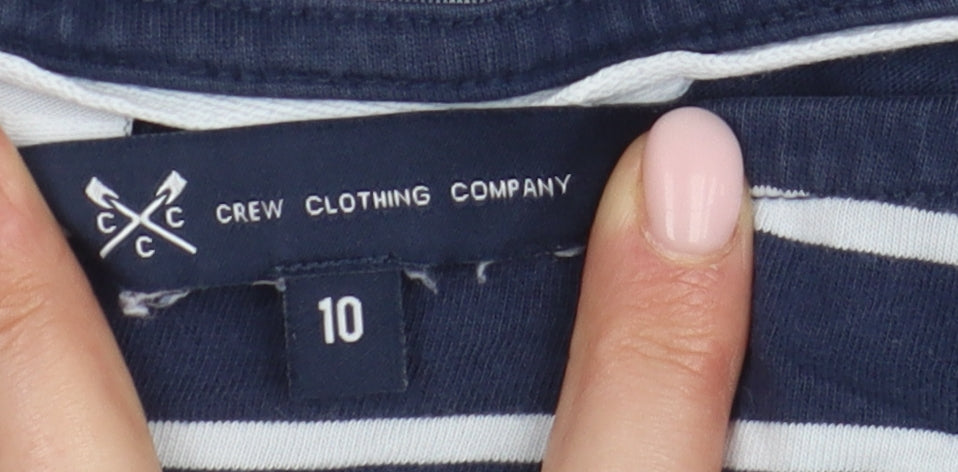 Crew Clothing Women's Blue Striped T-Shirt Size 10