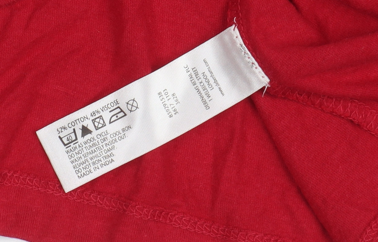 Brand and care label for Red Herring Women's Red Beaded Blouse, size 10