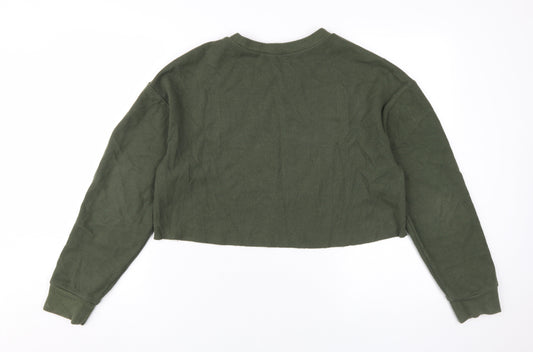 Zara Women's Green Pullover Sweatshirt Size 10