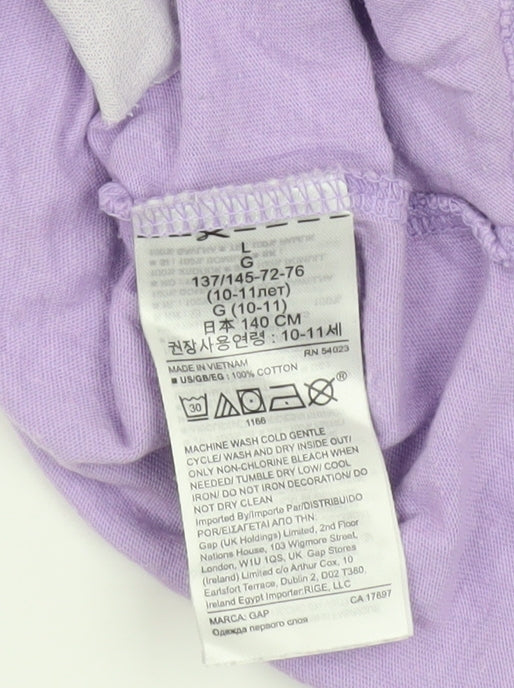 GAP Girls Purple Unicorn Sequin T-Shirt 10-11 Years Cotton
