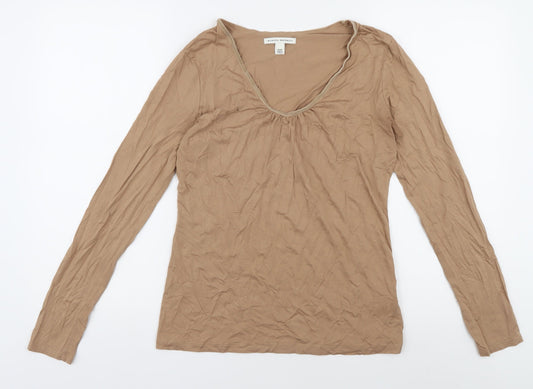 Womens UK Size M Banana Republic Beige Cotton Blend T-Shirt
