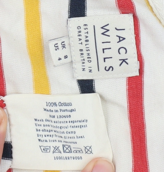 Jack Wills Women's Multicoloured Striped T-Shirt Size 8