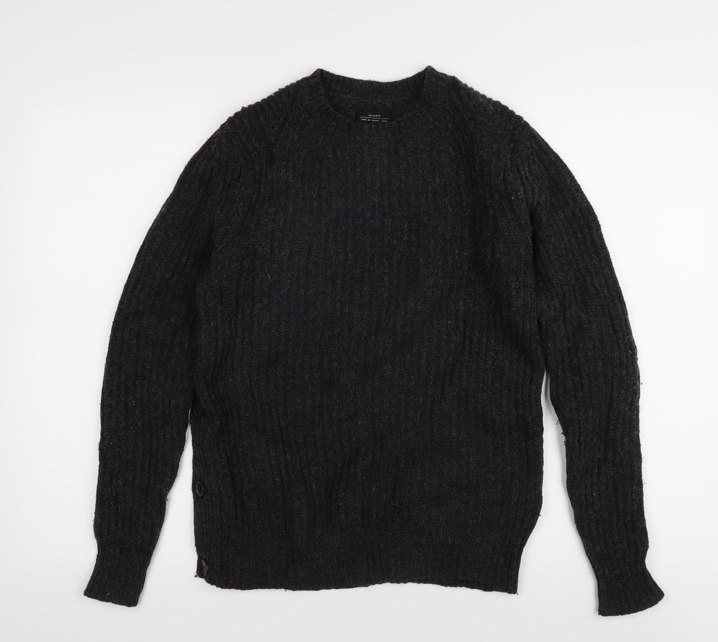 AllSaints Men's Black Cable-Knit Pullover XS