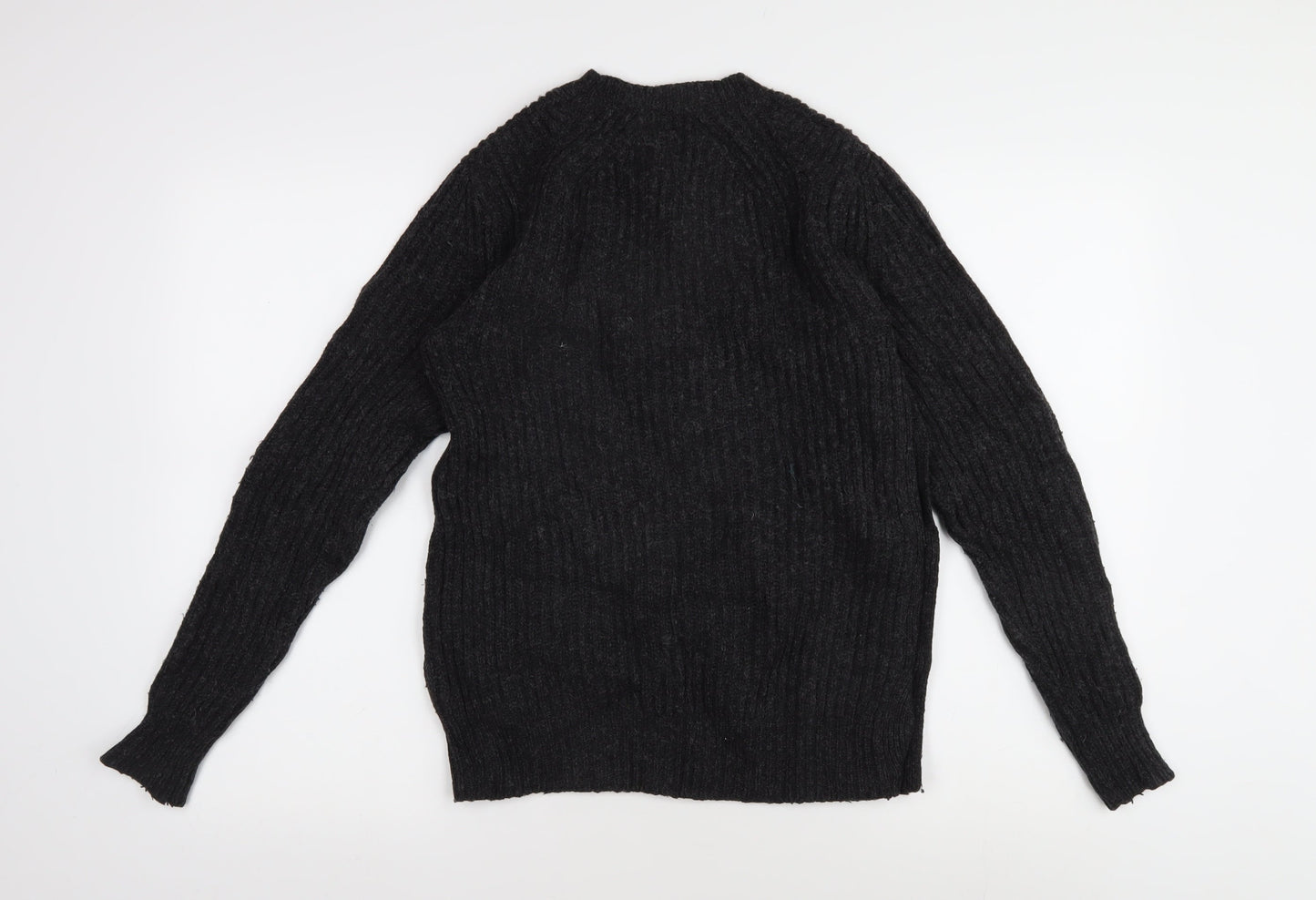 AllSaints Men's Black Cable-Knit Pullover XS