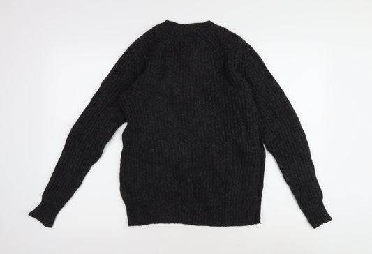 AllSaints Men's Black Cable-Knit Pullover XS