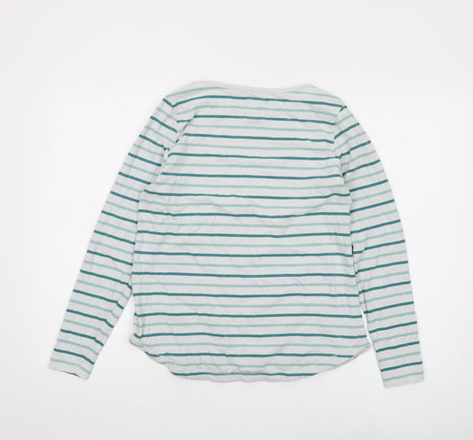 Fat Face Women's White Striped T-Shirt - Size 12