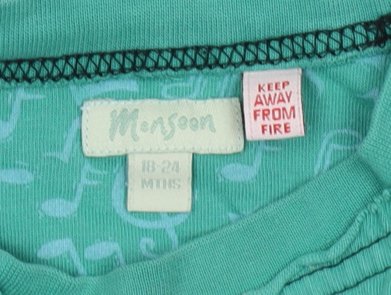Monsoon Unisex Green Music T-Shirt 18-24 Months