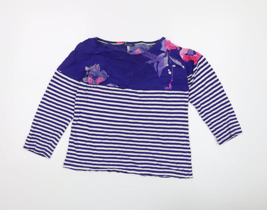 Womens UK Size 10 Joules Blue Cotton Blend Blouse