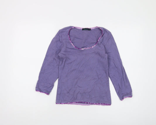 Womens UK Size 10 Boden Purple 100% Cotton T-Shirt
