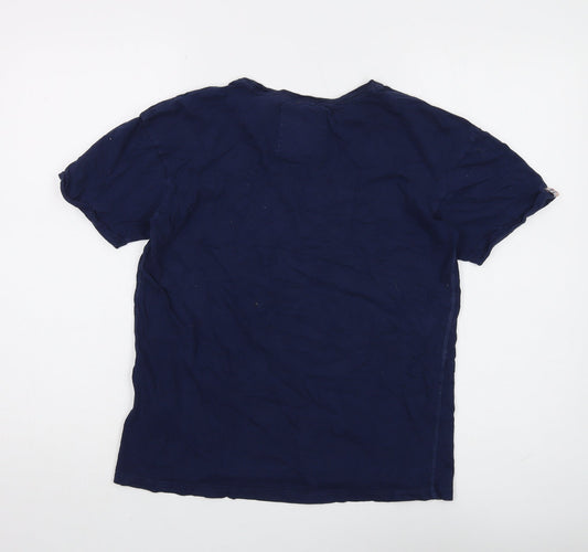 Superdry Women's Blue Embroidered T-Shirt - Size 8