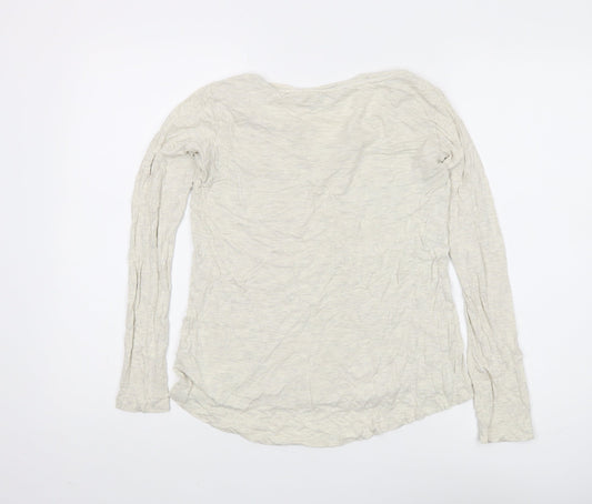 Fat Face Women's Beige Long Sleeve V-Neck Top UK 8