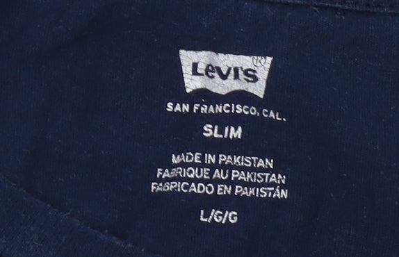 Levi's Men's Blue Slim Fit Cotton T-Shirt, Size L