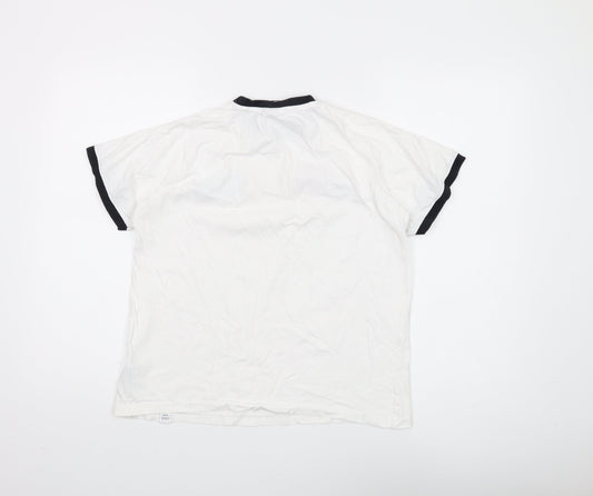 Ellesse Unisex White Ringer T-Shirt UK 6