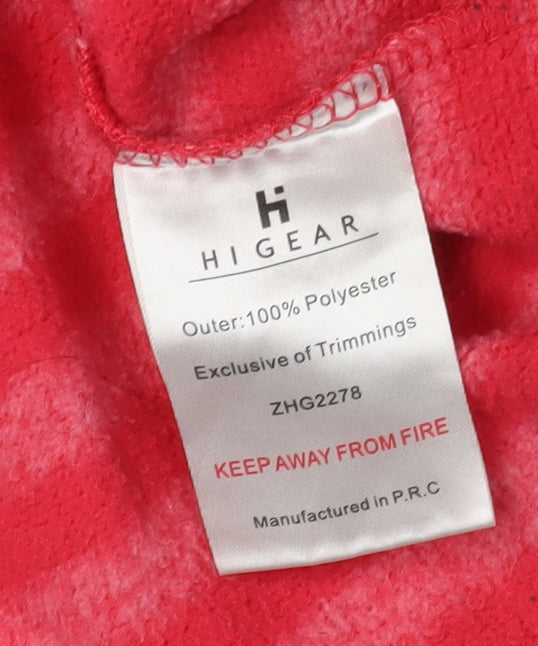 Brand and care label for HIGEAR Women's Red Striped Hooded Basic Jacket, size 6