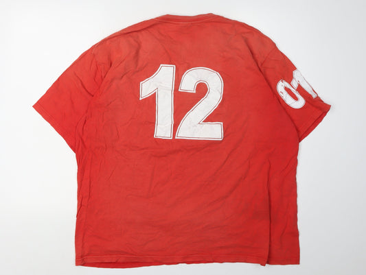 Jerzees Men's Red XL Crew Neck Logo T-Shirt