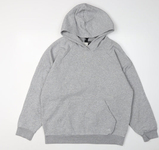 Unisex Adults UK 8-10 Regular adidas Grey Pullover Hoodie