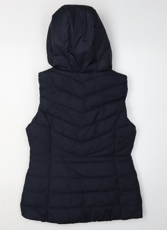 Hollister Women's Black Hooded Puffer Waistcoat S