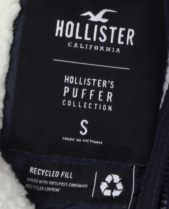 Hollister Women's Black Hooded Puffer Waistcoat S