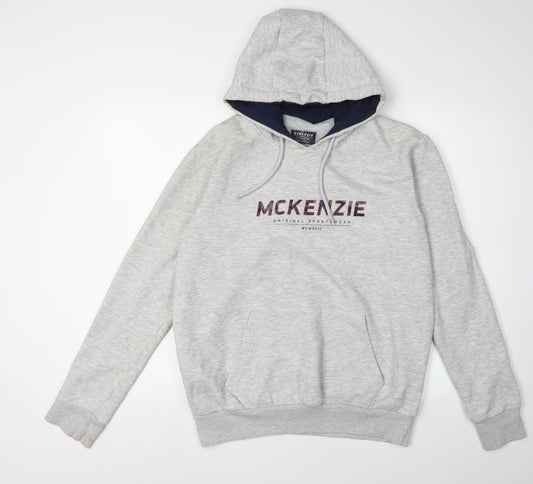 McKenzie Men's Grey Pullover Hoodie Size L Logo