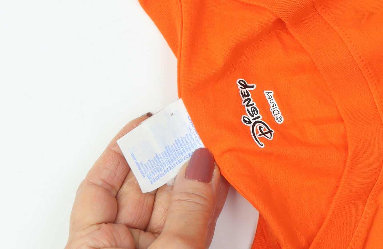 Disney Orange T-Shirt Unisex Adult M Crew Neck Beach