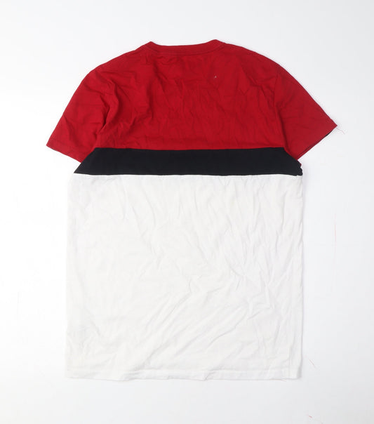 Hollister Men's Colourblock T-Shirt, Red/Black, Size S