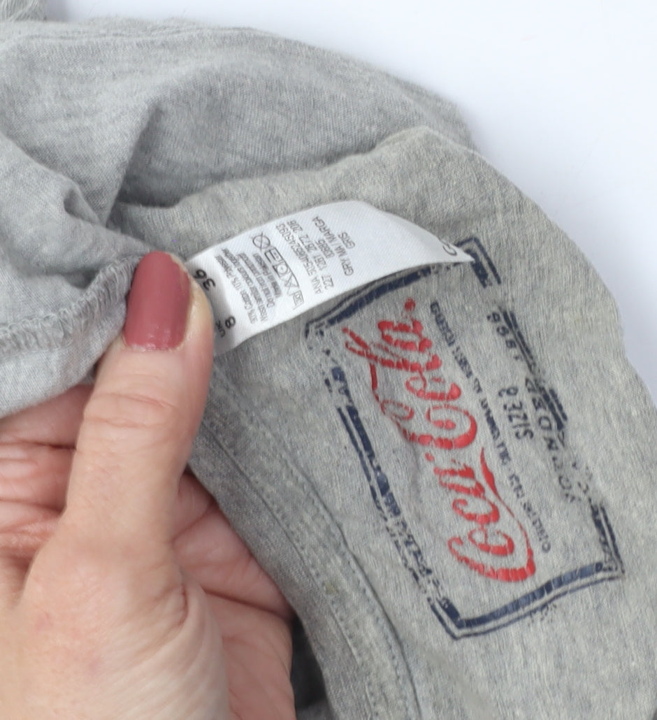 Womens UK Size 8 Coca-Cola Grey Cotton T-Shirt