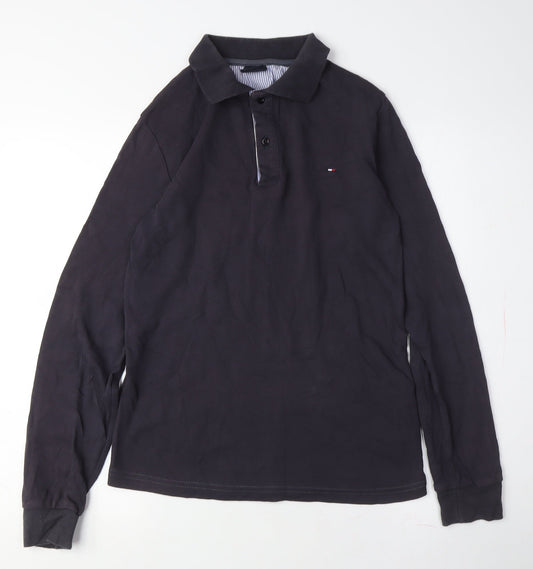 Tommy Hilfiger Men's Black Long Sleeve Polo Shirt S