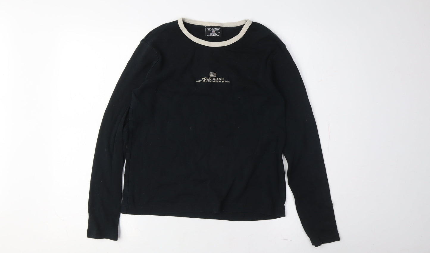 Polo Jeans Black Long Sleeve T-Shirt, M, Unisex