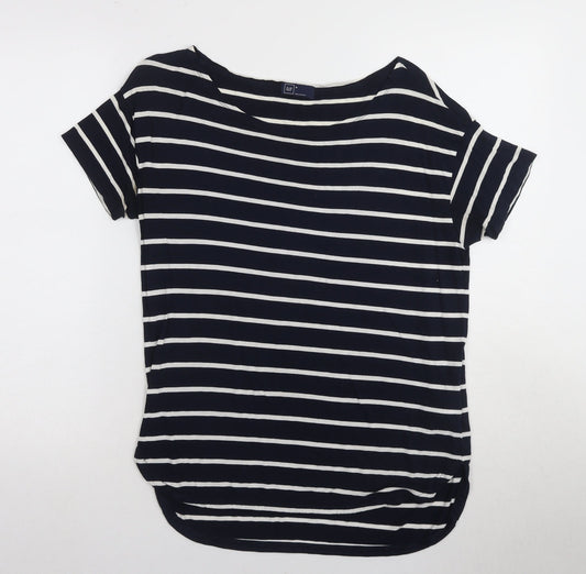 GAP Women's Black Striped T-Shirt M Basic Casual