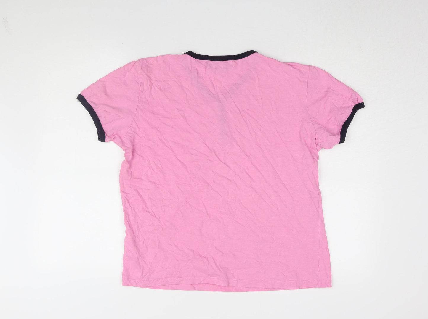Twisted Soul Women's Pink Henley Ringer T-Shirt - L