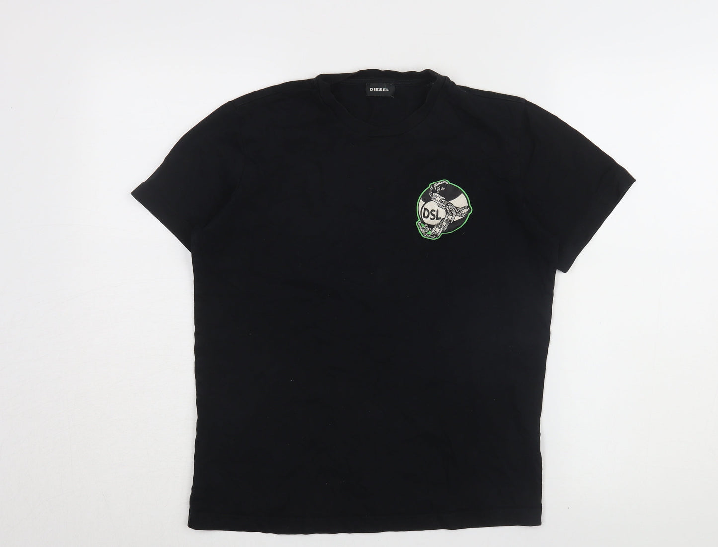 Diesel Black Unisex T-Shirt, S, Casual Crew Neck Cotton