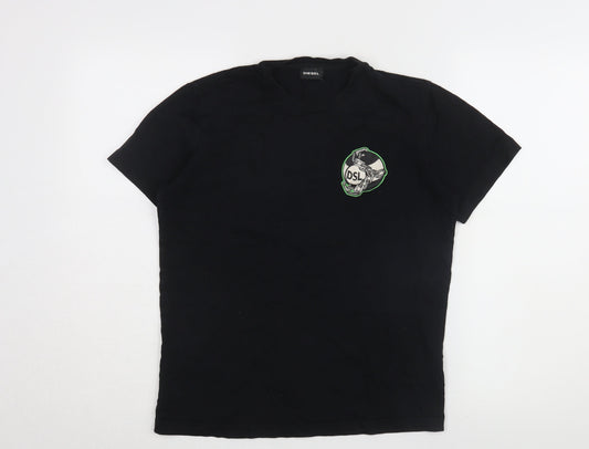 Diesel Black Unisex T-Shirt, S, Casual Crew Neck Cotton