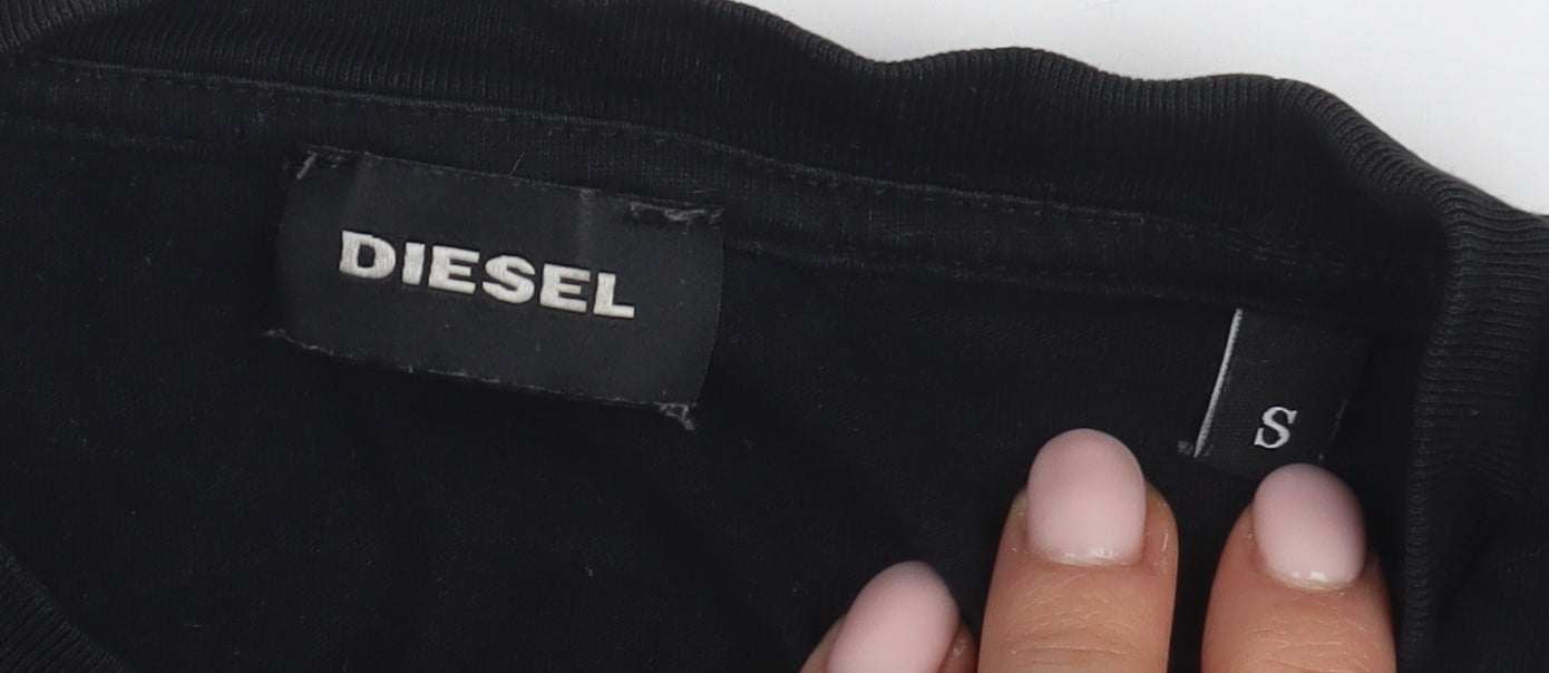 Diesel Black Unisex T-Shirt, S, Casual Crew Neck Cotton