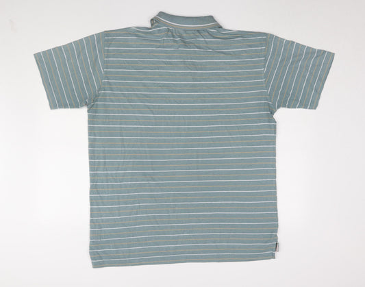 EWM Men's Blue Striped Polo Shirt, Size L, Short Sleeve