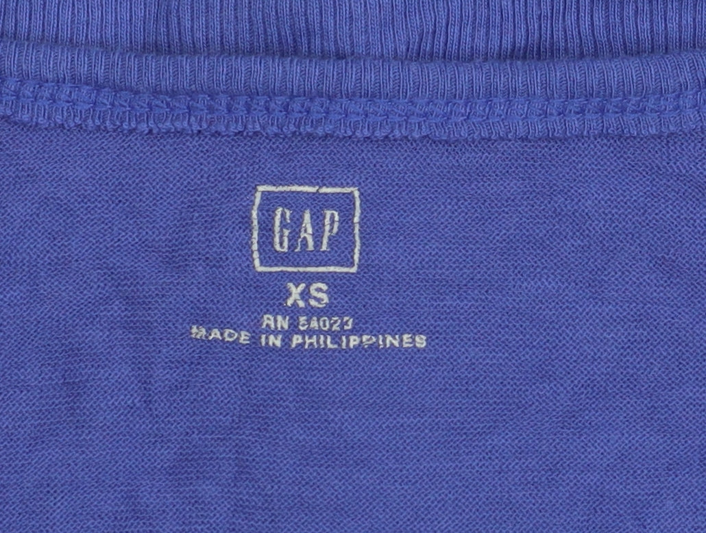 GAP Women's Blue XS Button-Up V-Neck Top