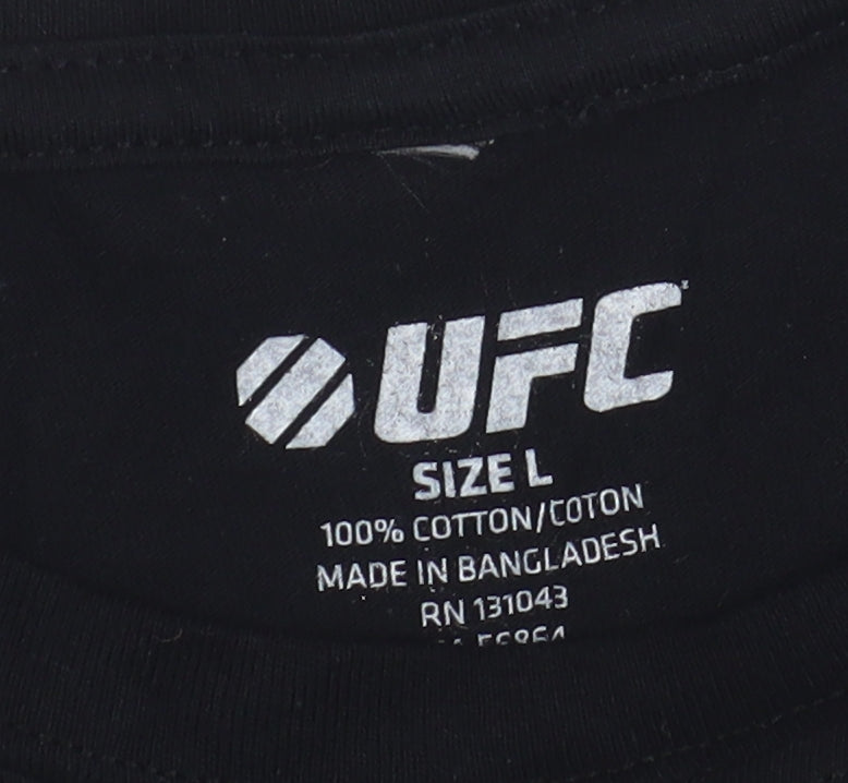 UFC Unisex Black Jersey T-Shirt L Crew Neck